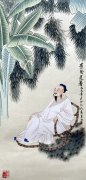北京钓鱼台国宾馆收藏侯果山艺术作品《蕉阴避暑图》